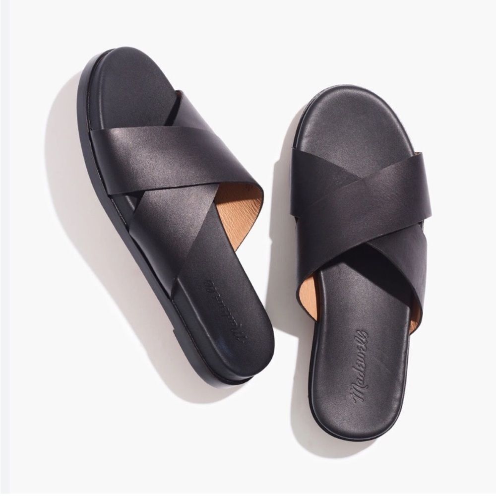 MADEWELL Black Crisscross Slide Sandals